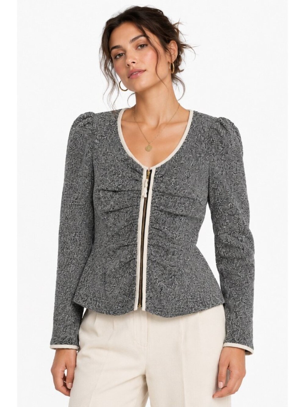 ANTHROPOLOGIE ELEVENSES jacket blazer gray 6 feminine whimiscal retro inspired